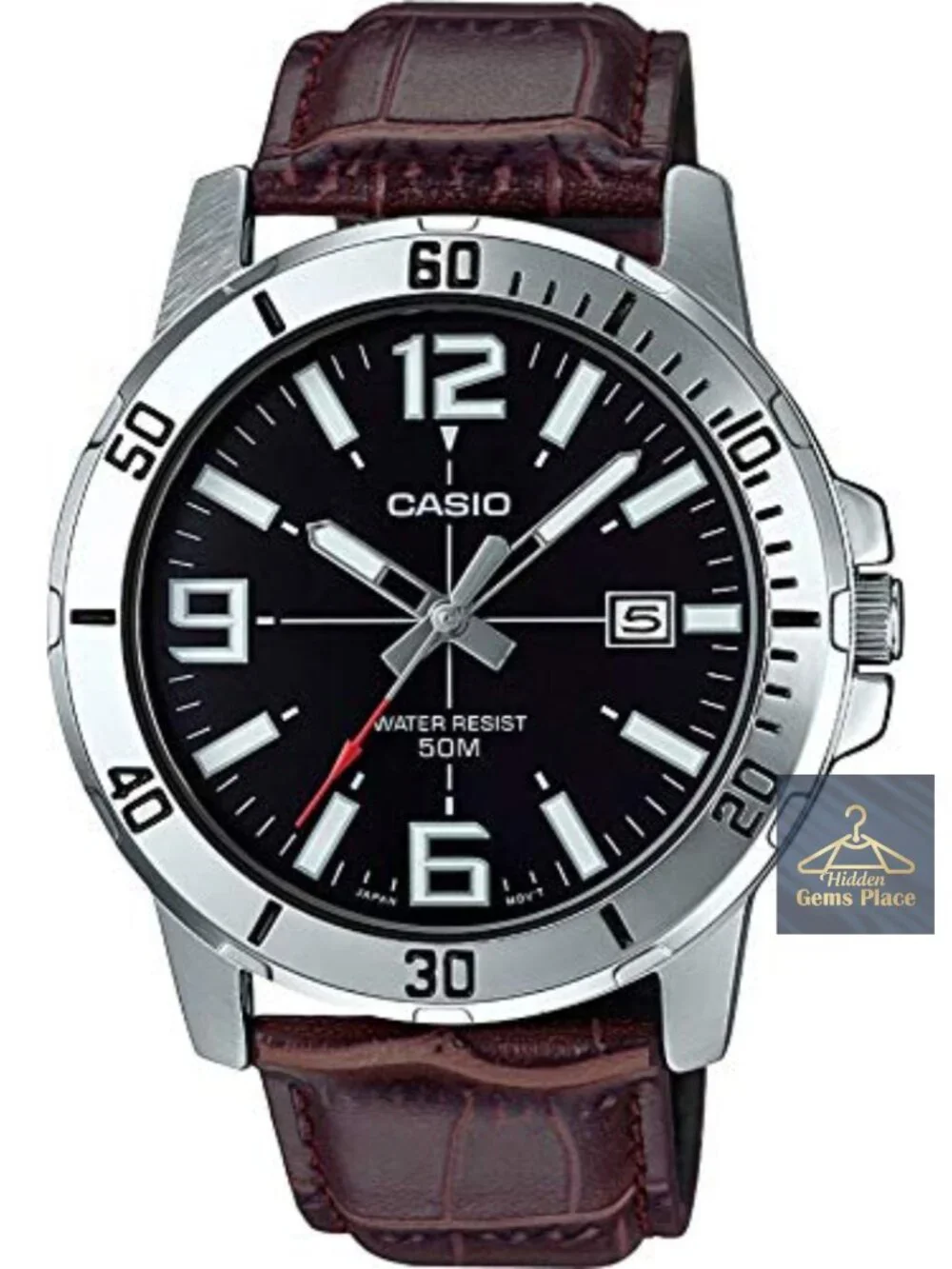 Men's Analog Quartz Leather Strap Watch Mineral Crystal Stainless Steel Case